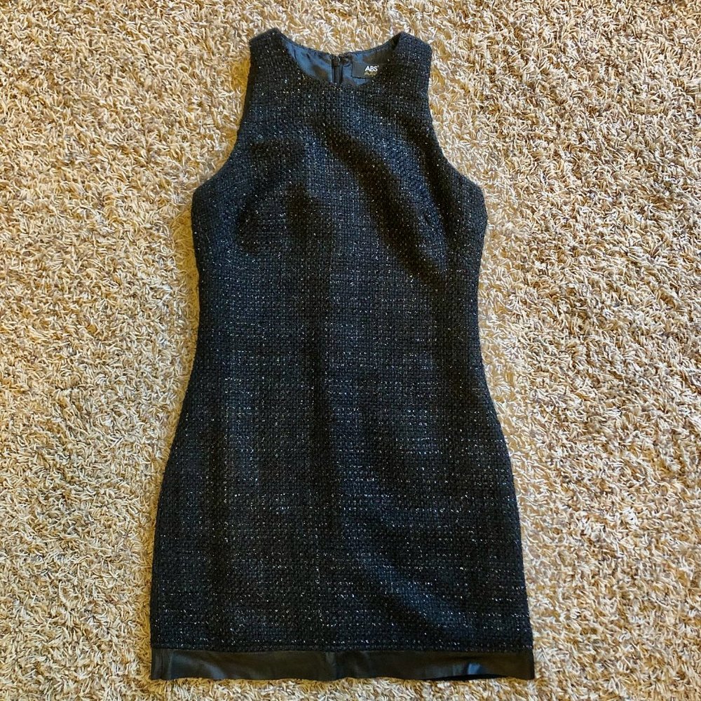 ABS Allen Schwartz Leather Trim Boucle Sheath